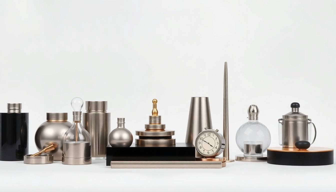 A high-end, photorealistic studio still-life photograph featuring a collection of premium, polished corporate objects arranged elegantly on a clean, monochromatic background, conceptually representing the abstract concepts of corporate strategy, finance, and market shifts that are driving Disney's restructuring.