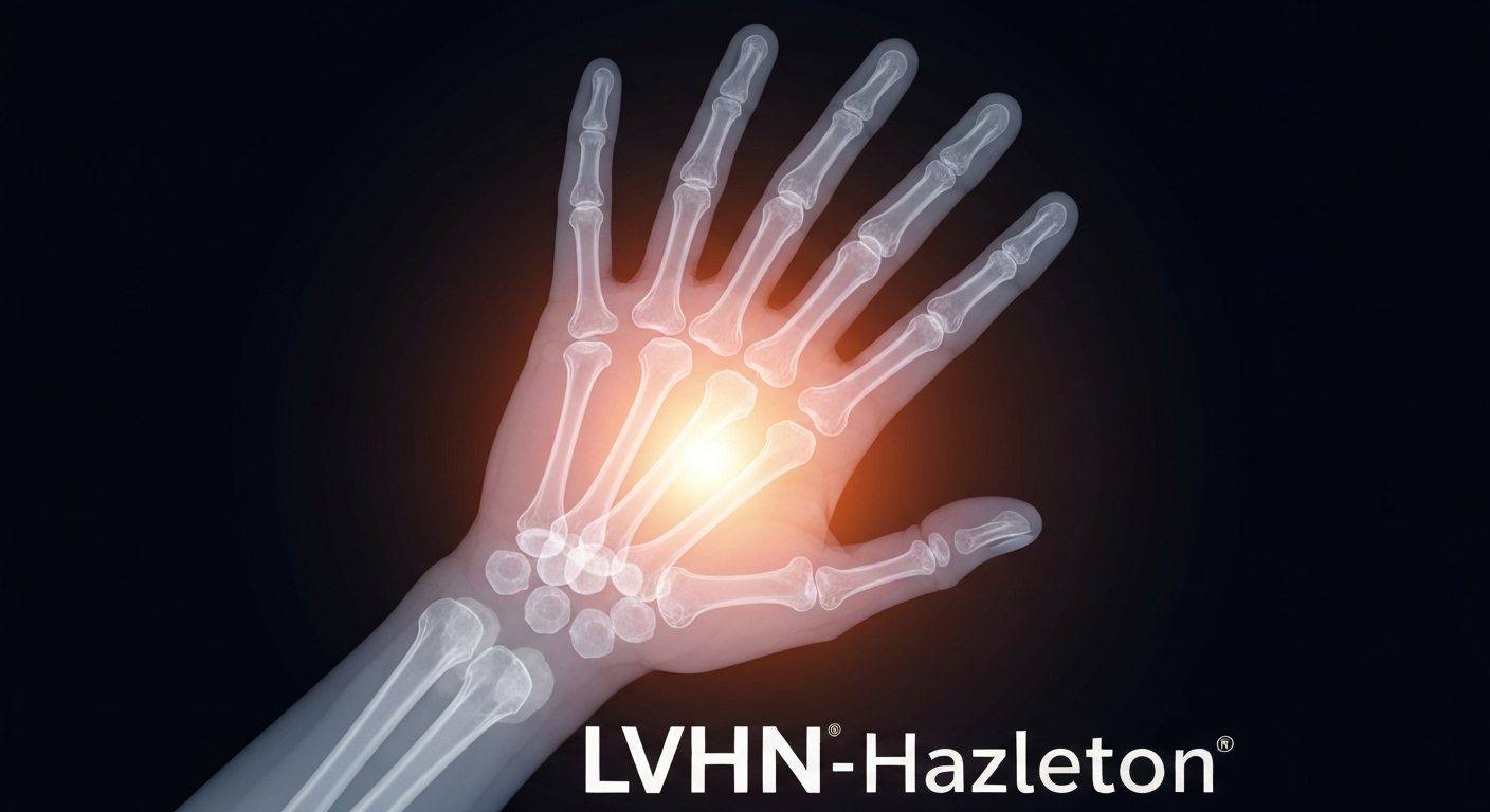A ghostly, translucent X-ray image of a nurse's hand reaching out, glowing with an inner light, conceptually representing the compassionate care provided by the hospital staff.