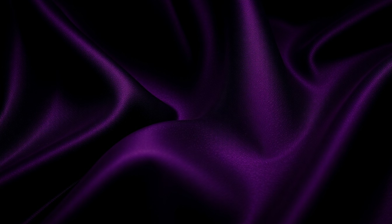 An extreme close-up photograph of a rich, textured fabric in deep purple and black, capturing the sophisticated and enigmatic nature of the character Brick from the soap opera General Hospital.