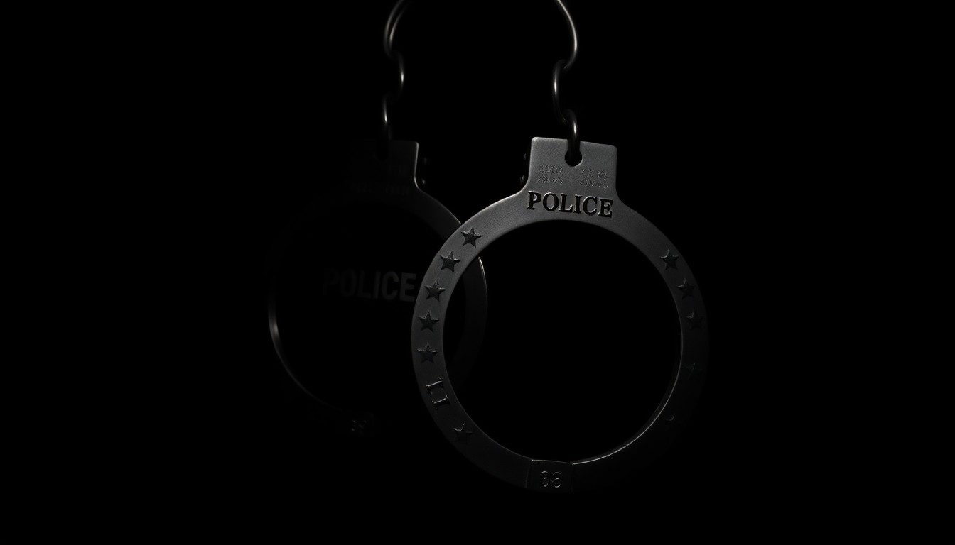 An extreme close-up of a police badge or handcuffs reflecting a harsh, direct flash of light, conceptually representing the investigative nature of this story about law enforcement overtime policies.