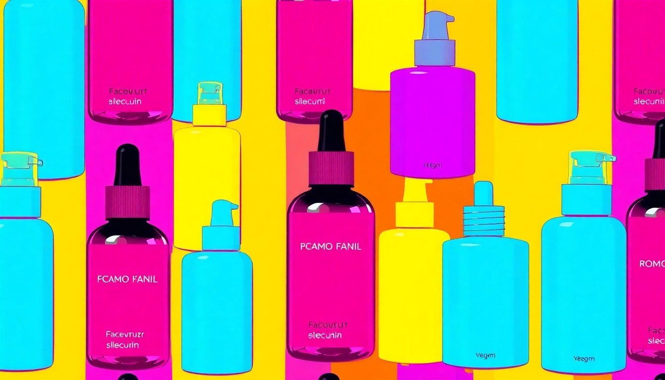 A brightly colored, high-contrast silkscreen print of a single, iconic skincare product repeated in a tight grid pattern, conceptually representing the modern, vibrant aesthetic of Glo & Spa-rkle Aesthetics and Medical Spa.