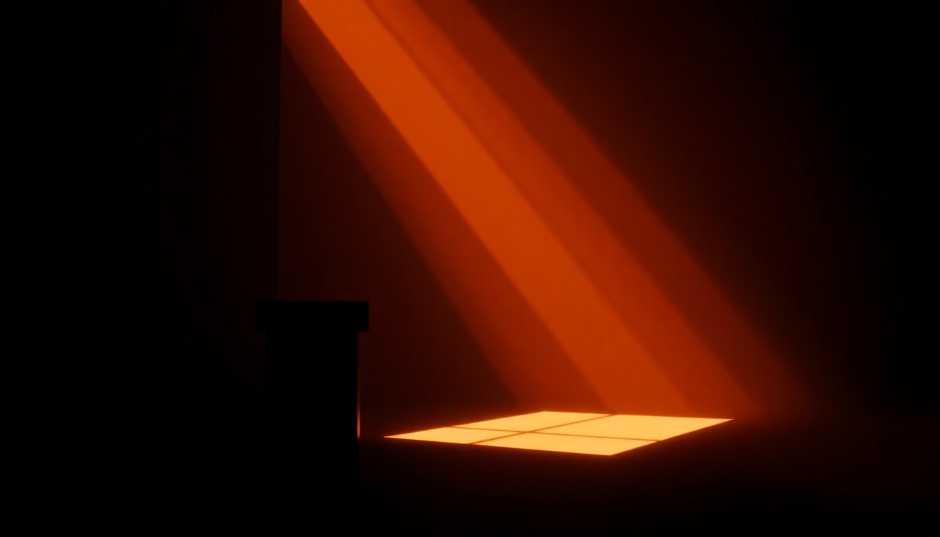 A serene, photorealistic painting of an empty political podium or lectern, with warm, golden light streaming in from the side and deep shadows casting a sense of solitude and contemplation.