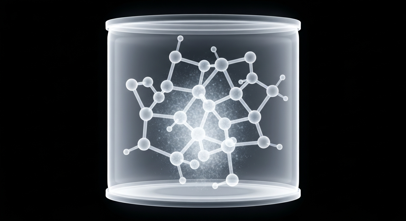A ghostly, translucent X-ray photograph revealing the internal molecular structure of an infant formula can, with glowing lines defining the powdered milk contents against a dark background, conceptually illustrating the hidden contamination at the center of this public health crisis.