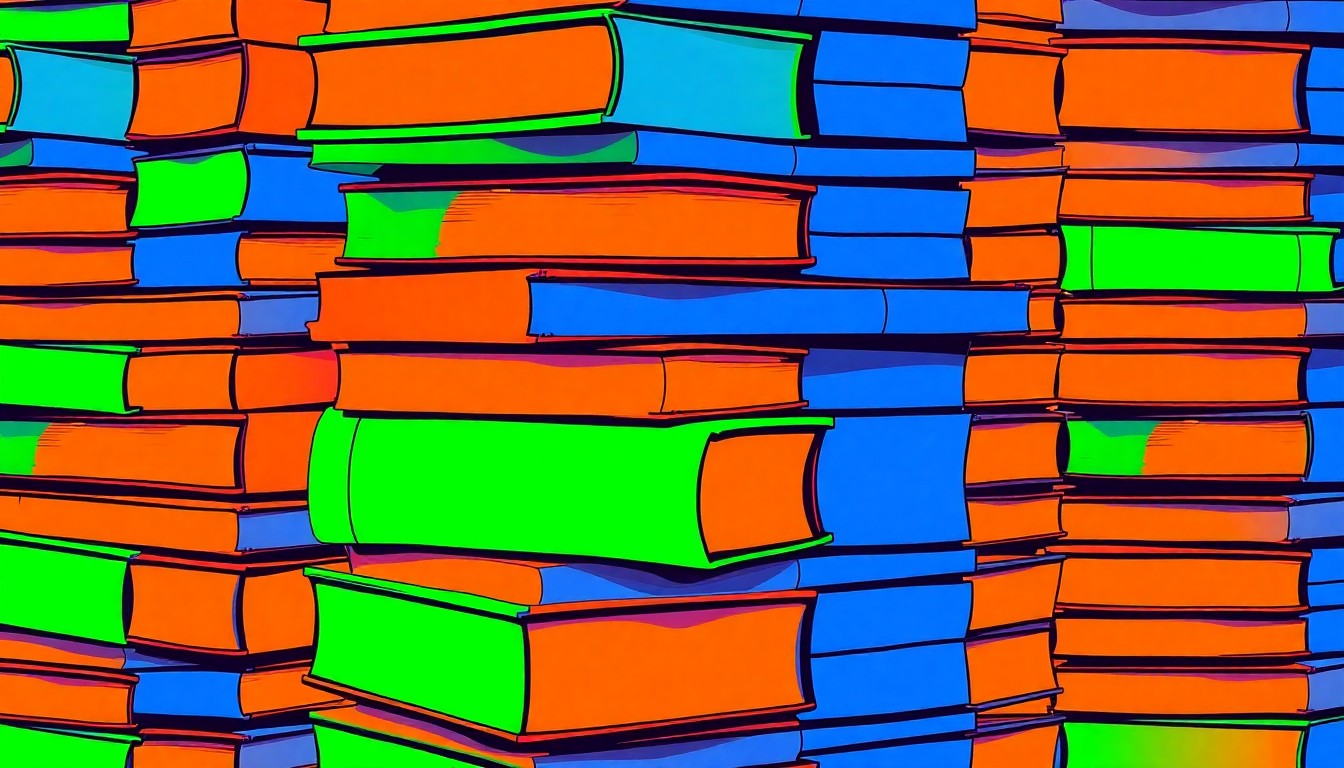 A vibrant, pop art-inspired grid of brightly colored textbooks, capturing the energy and creativity behind the Elevate 315 plan to revitalize Syracuse's failing schools.