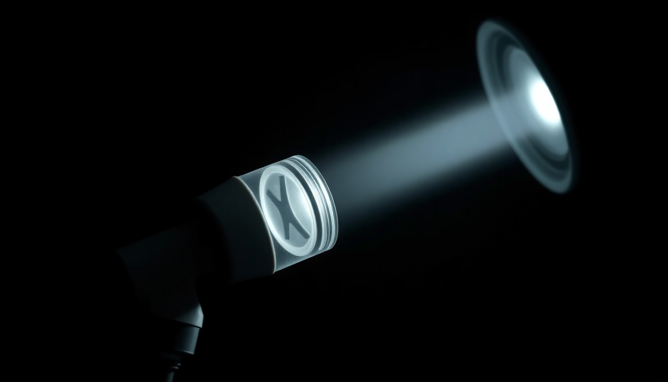 An extreme close-up photograph of a medical device or piece of equipment used to treat a mass shooting victim, lit by a harsh, direct flash against a dark background, creating a gritty, investigative aesthetic.