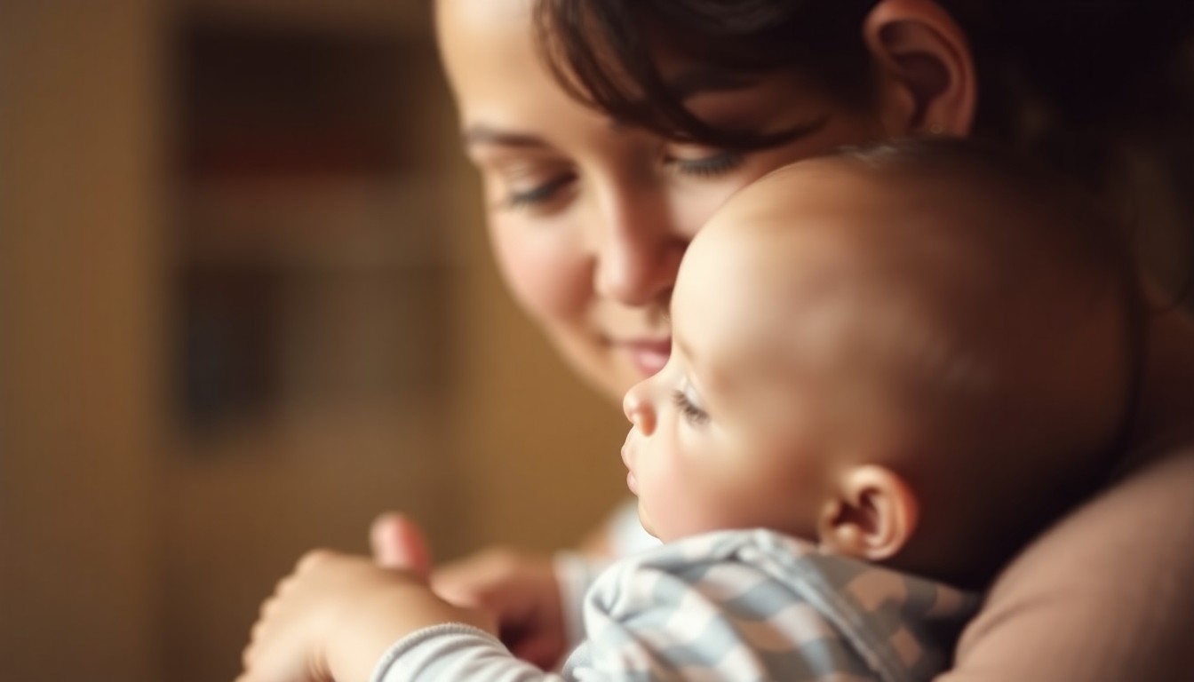 A blurred, intimate photograph of a mother and child in a tender embrace, conveying the emotional connection and care at the heart of the New Mexico School for the Deaf's early intervention programs.