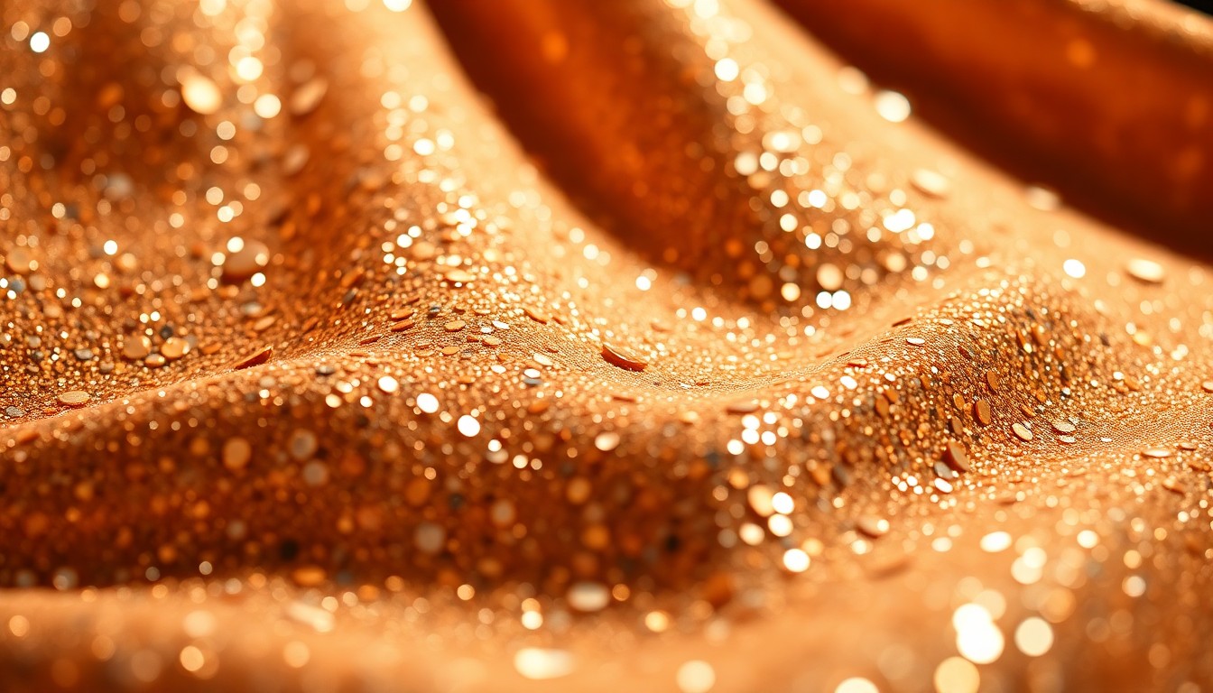 An extreme close-up of shimmering, glittering sequins in a high-contrast, high-fashion studio lighting setup, conceptually representing the glamour and luxury of celebrity culture.
