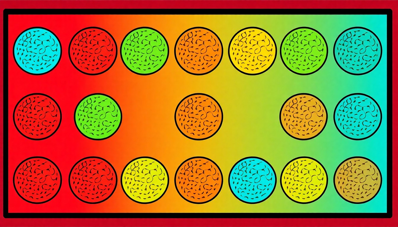 A brightly colored, high-contrast silkscreen print featuring a repeated grid of golf ball icons, conceptually representing the debate over excessive signage on a golf course.