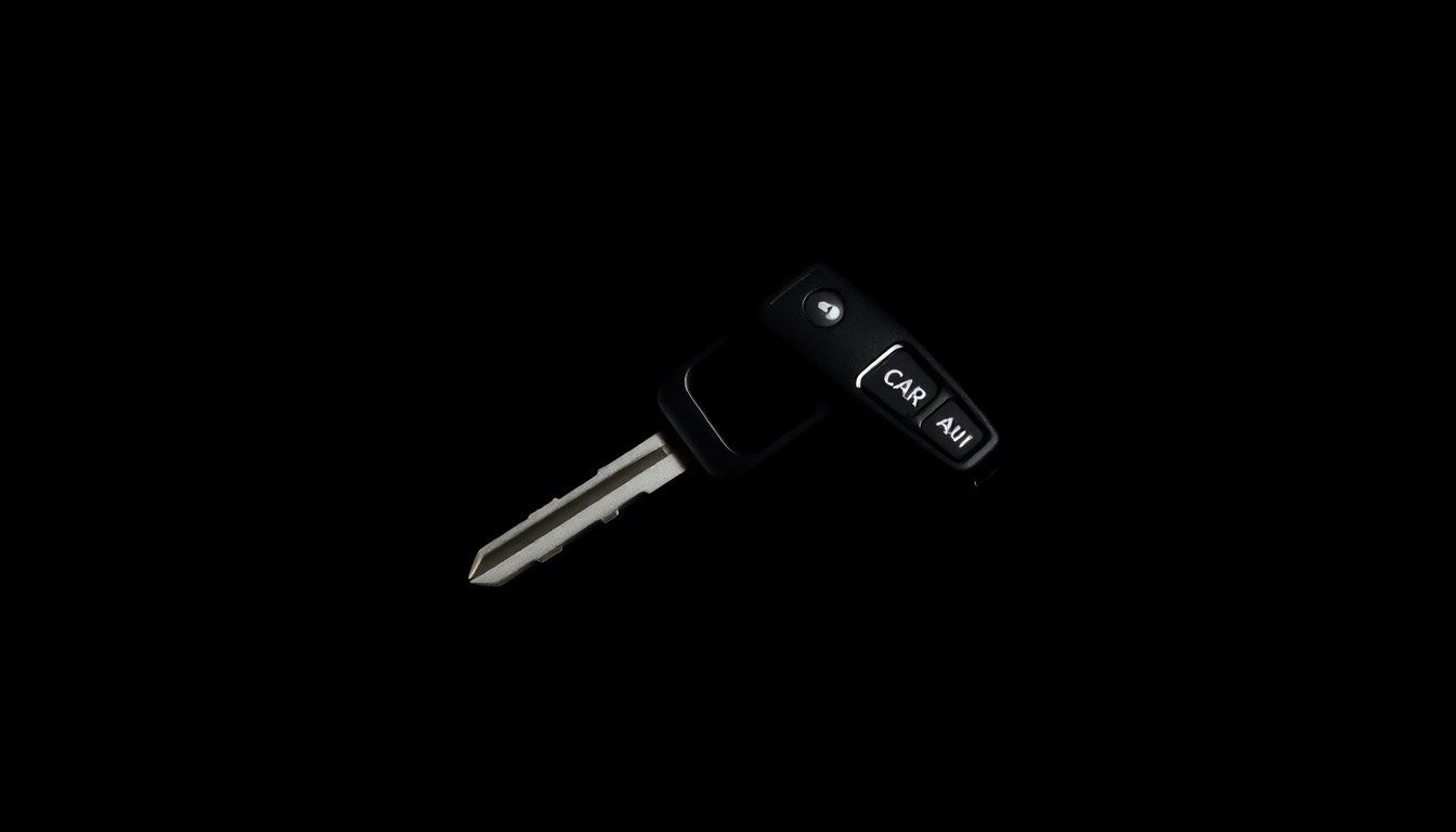 An extreme close-up photograph of a single car key reflecting a bright white light, conceptually representing the urgency and intensity of a missing persons investigation.