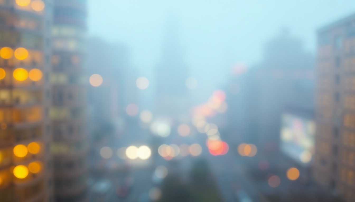 An abstract, impressionistic scene of blurred, colorful shapes and lights, conveying a sense of anticipation and possibility about the future of urban planning.