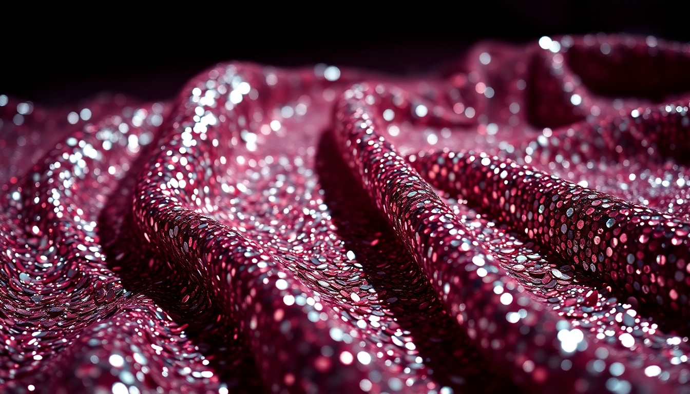 An extreme close-up of shimmering, high-contrast sequins and velvet textures, conceptually representing the luxurious glamour of a celebrity wedding.