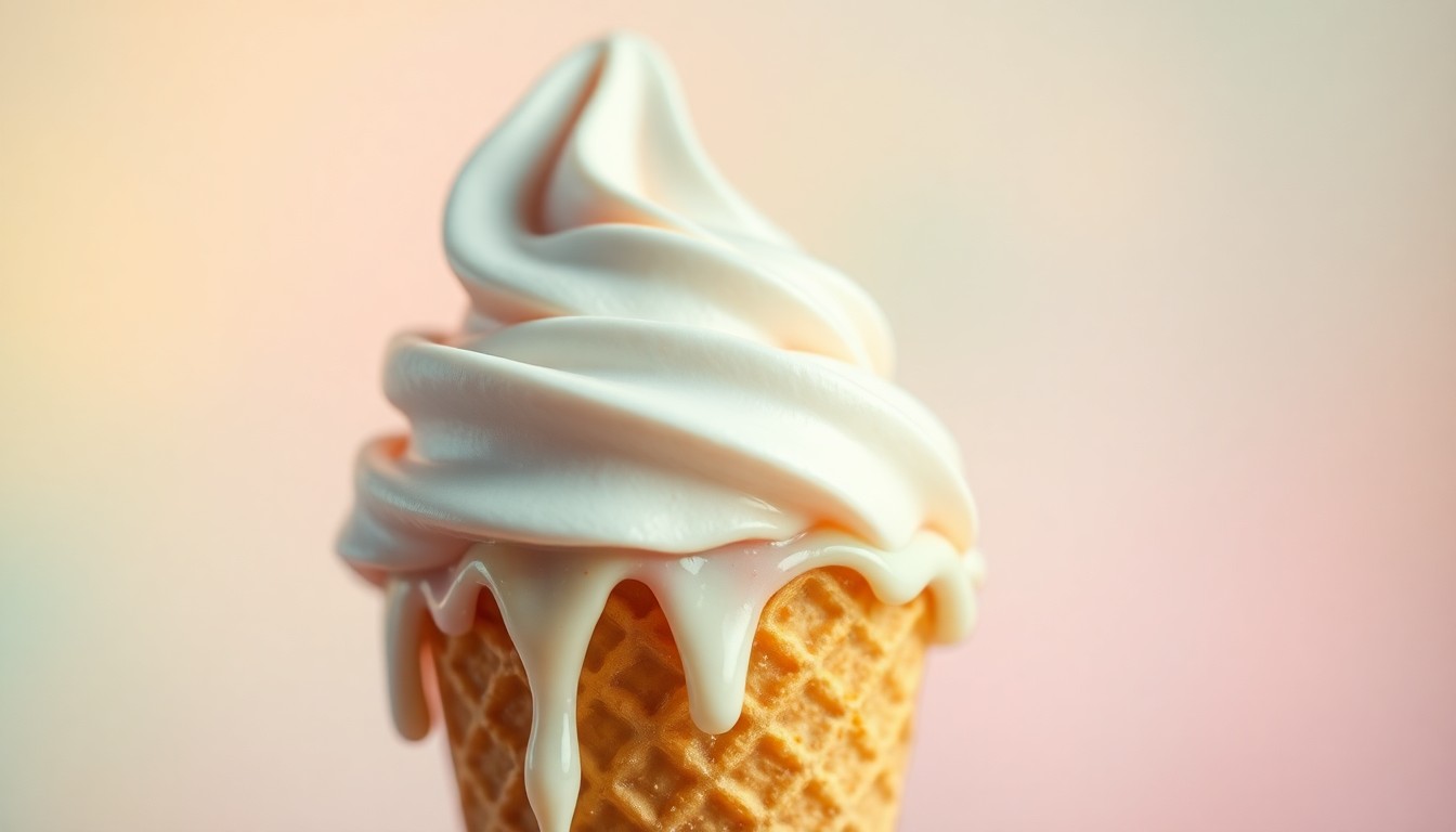 An extremely abstracted, out-of-focus photograph of a melting ice cream cone in soft pools of warm color and light, conceptually representing the creamy, nostalgic treats found at Arizona's local ice cream parlors.