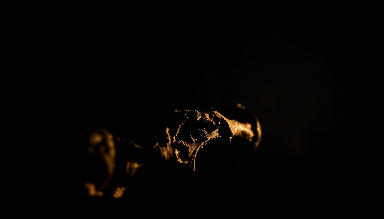 An extreme close-up photograph of a charred, twisted metal object from the fire scene, lit by a harsh, direct camera flash against a pitch-black background, conveying the stark, gritty, and investigative nature of the incident.