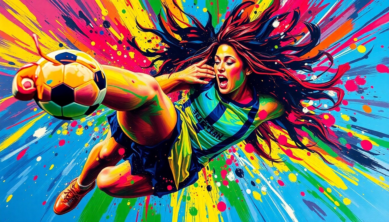 An abstract, expressionist painting in vibrant neon colors, capturing the raw, jarring energy of an illegal strike in a UFC fight, with the fighters' forms dissolving into unrecognizable splatters of paint.