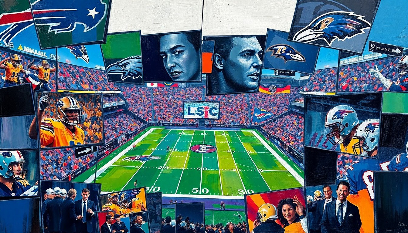 A cubist, geometric painting depicting a football game, with the players and field broken down into sharp, overlapping shapes and planes of color, conveying the complexity and unpredictability of mobile quarterback play.