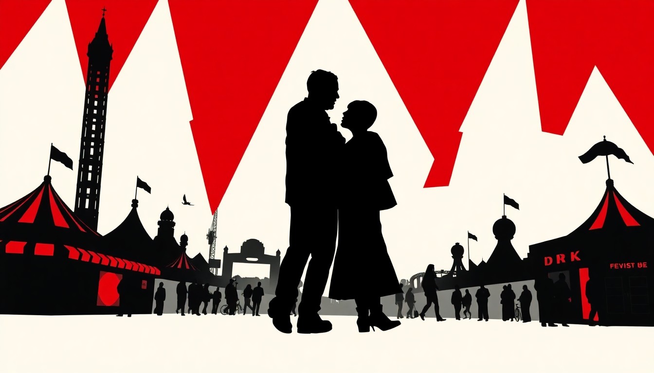 An abstract, minimalist illustration featuring stark, jagged black silhouettes and bold splashes of red and white, conceptually representing the emotional tension and unresolved issues surrounding the claims made by the former 'Even Stevens' actor.