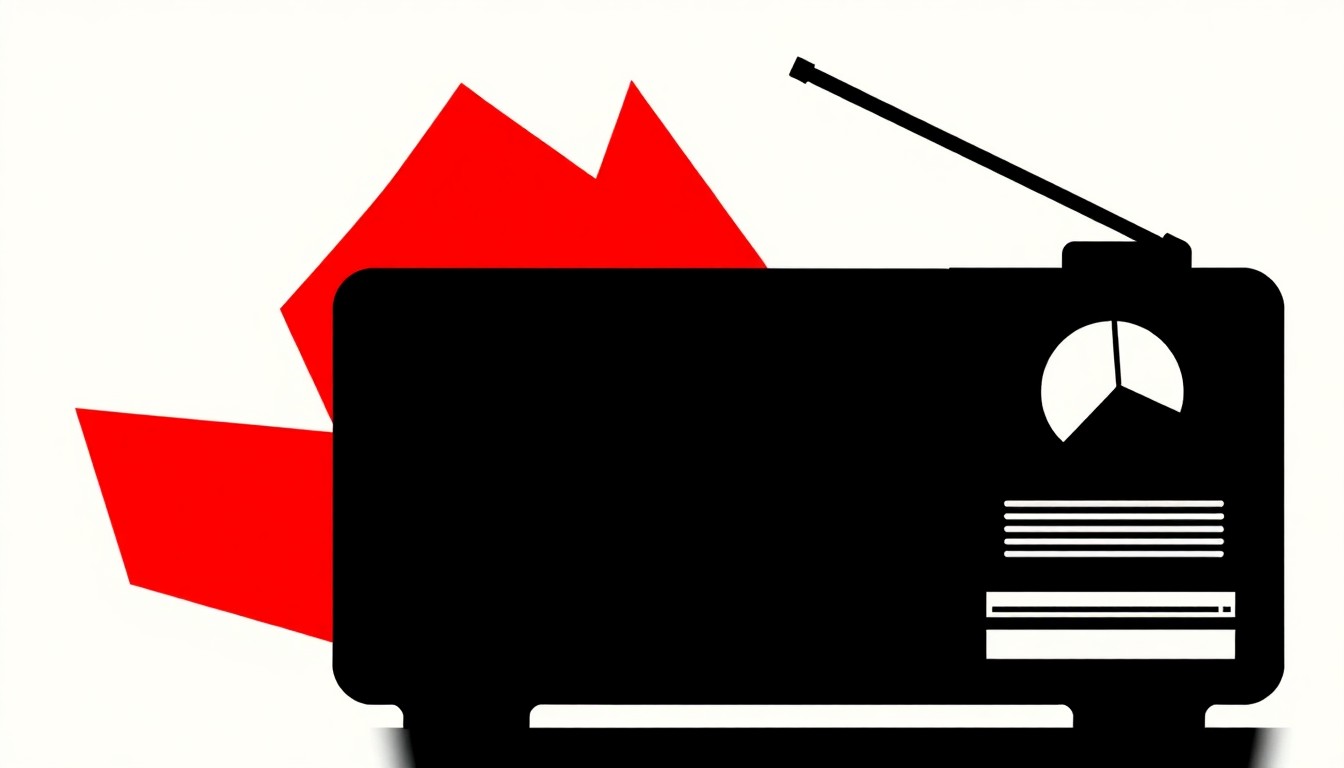 An abstract, minimalist graphic composition featuring bold, jagged shapes in contrasting red and black, conceptually representing the end of a popular radio program in Baton Rouge.