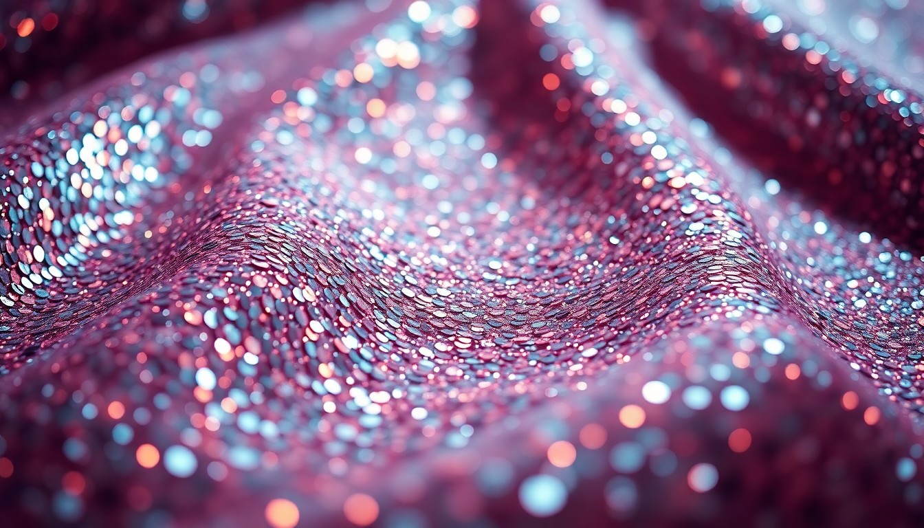 An extreme close-up of shimmering gold sequins and glittering disco ball fragments, captured in dramatic studio lighting to create a high-fashion, celebratory aesthetic that evokes the energy of the Grammy Awards.