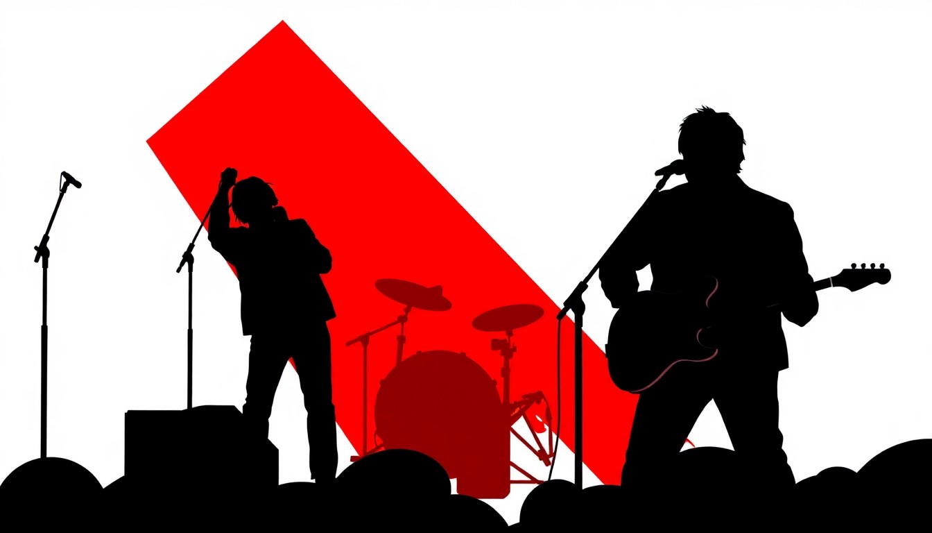 An abstract, minimalist composition featuring bold, jagged shapes and high-contrast colors, representing the raw energy and passion of live music recordings.