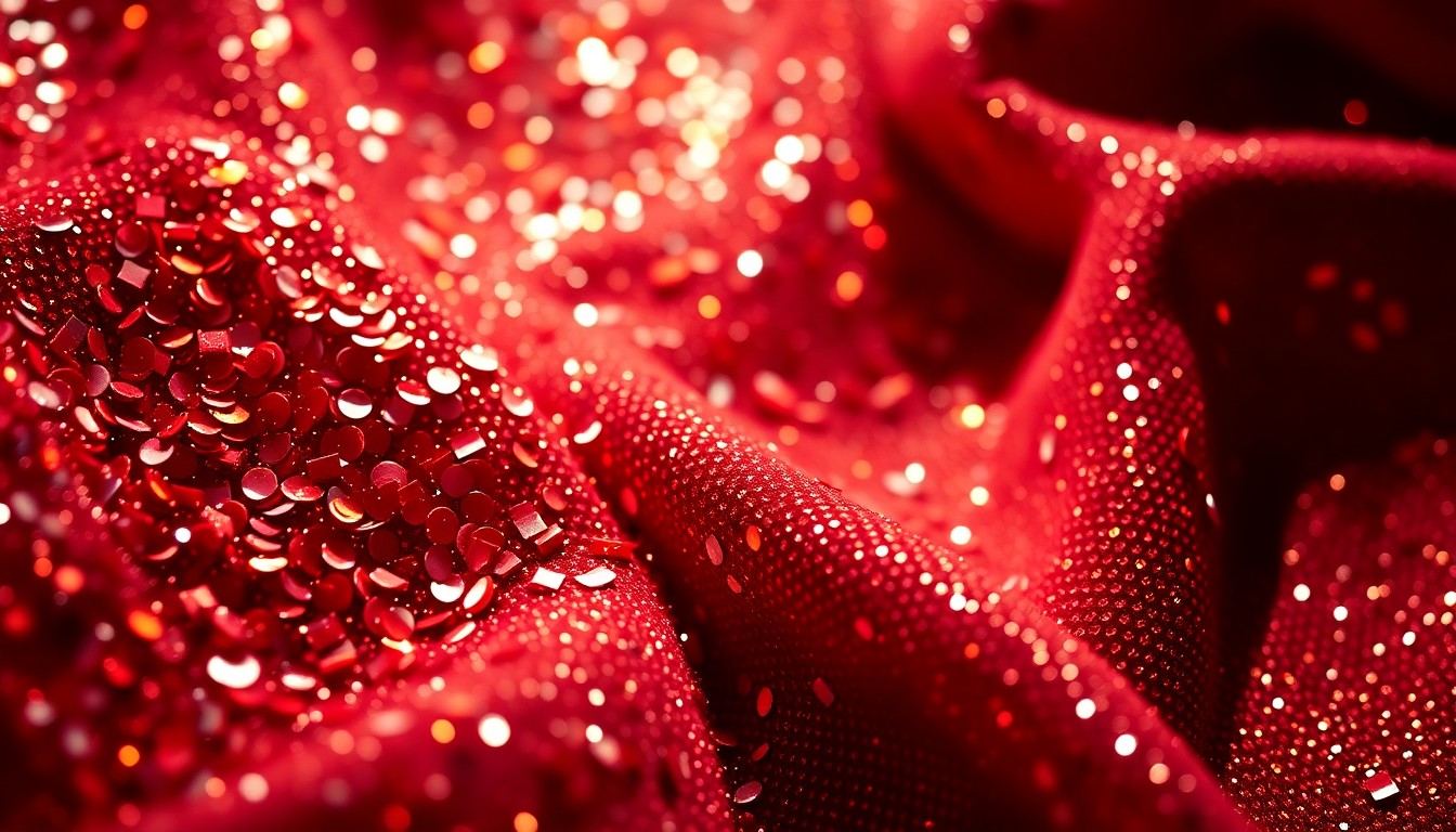 An extreme, abstract close-up photograph showcasing the luxurious and captivating textures of the music industry, such as glittering sequins and shattered disco glass, captured in a high-contrast, high-fashion style.