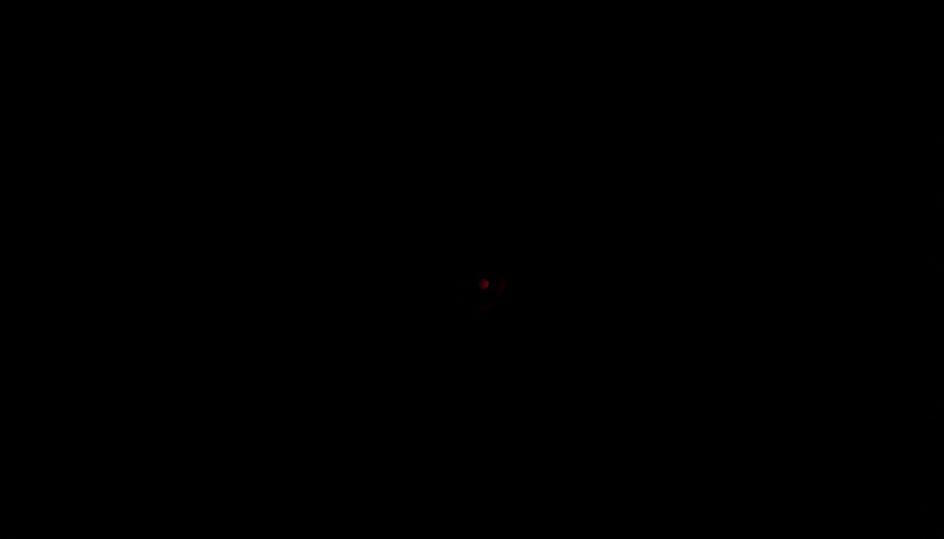 An extreme close-up photograph of a security camera lens against a pitch-black background, lit by a harsh, direct camera flash. The lens reflects a faint red light, conceptually representing the surveillance footage that could provide key evidence in a criminal investigation.