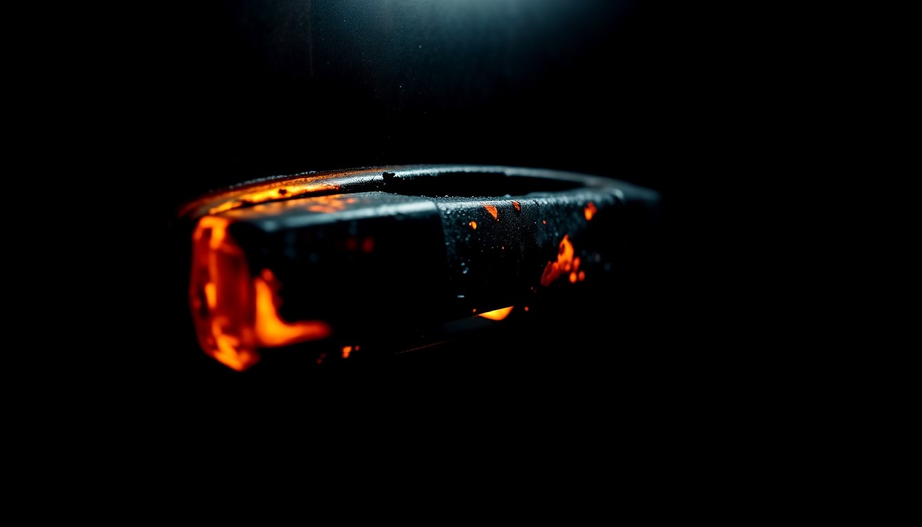 An extreme close-up photograph of a charred car door handle, conveying the stark, gritty, and investigative nature of the incident through dramatic lighting and a minimalist composition.