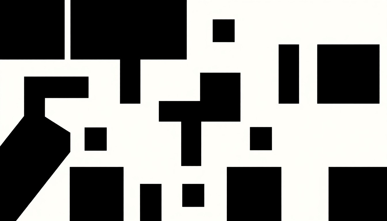 An abstract illustration featuring bold, jagged black shapes and vibrant red and white colors, conceptually representing the mental challenge of solving a crossword puzzle.