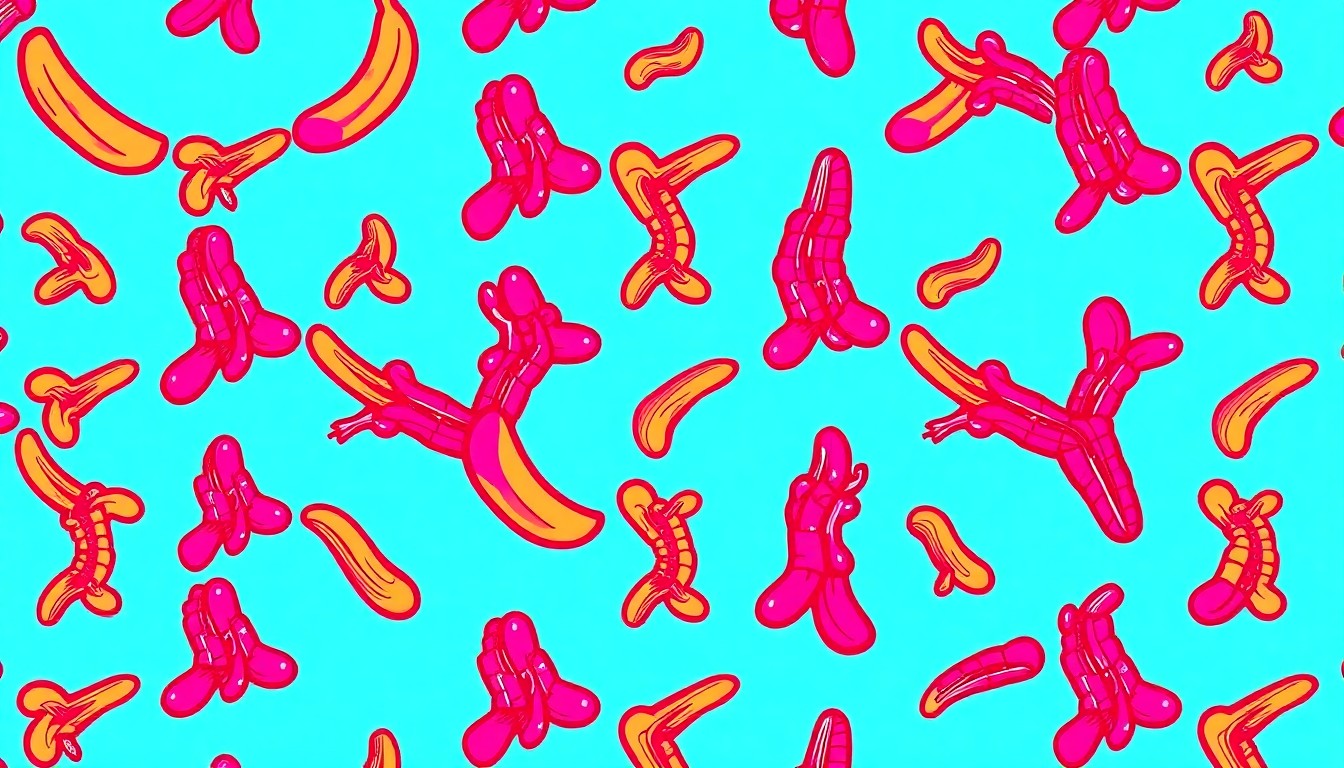 A brightly colored, high-contrast silkscreen print of a single, iconic Hawaiian banana repeated in a tight grid pattern, turning the everyday fruit into a bold, modern pop art statement.