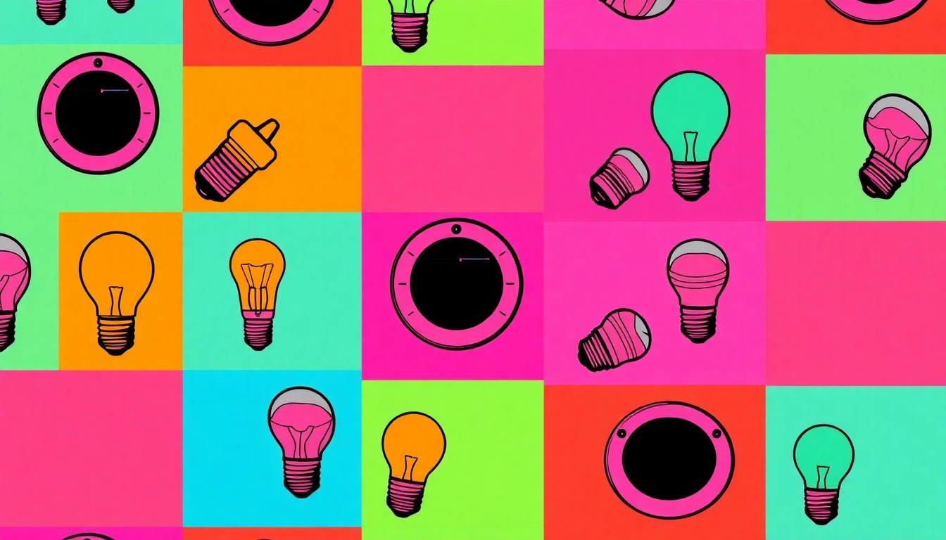 A brightly colored, high-contrast silkscreen print of a single, iconic home energy efficiency object repeated in a tight grid pattern, conceptually representing the Efficient Homes for All Program's dual focus on home upgrades and workforce development.