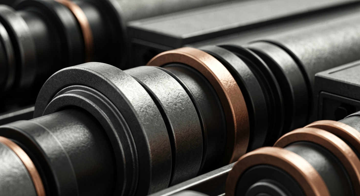 A highly detailed, black-and-white close-up image of the inner workings of a bank's machinery, conveying the robust, industrial nature of the regional financial institution's operations.