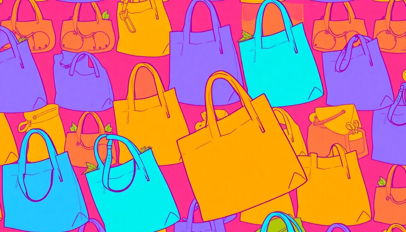 A highly stylized, abstract grid of brightly colored silkscreen images representing everyday grocery items, conceptually capturing the celebratory energy and community spirit of Rainbow Grocery's 50th anniversary.