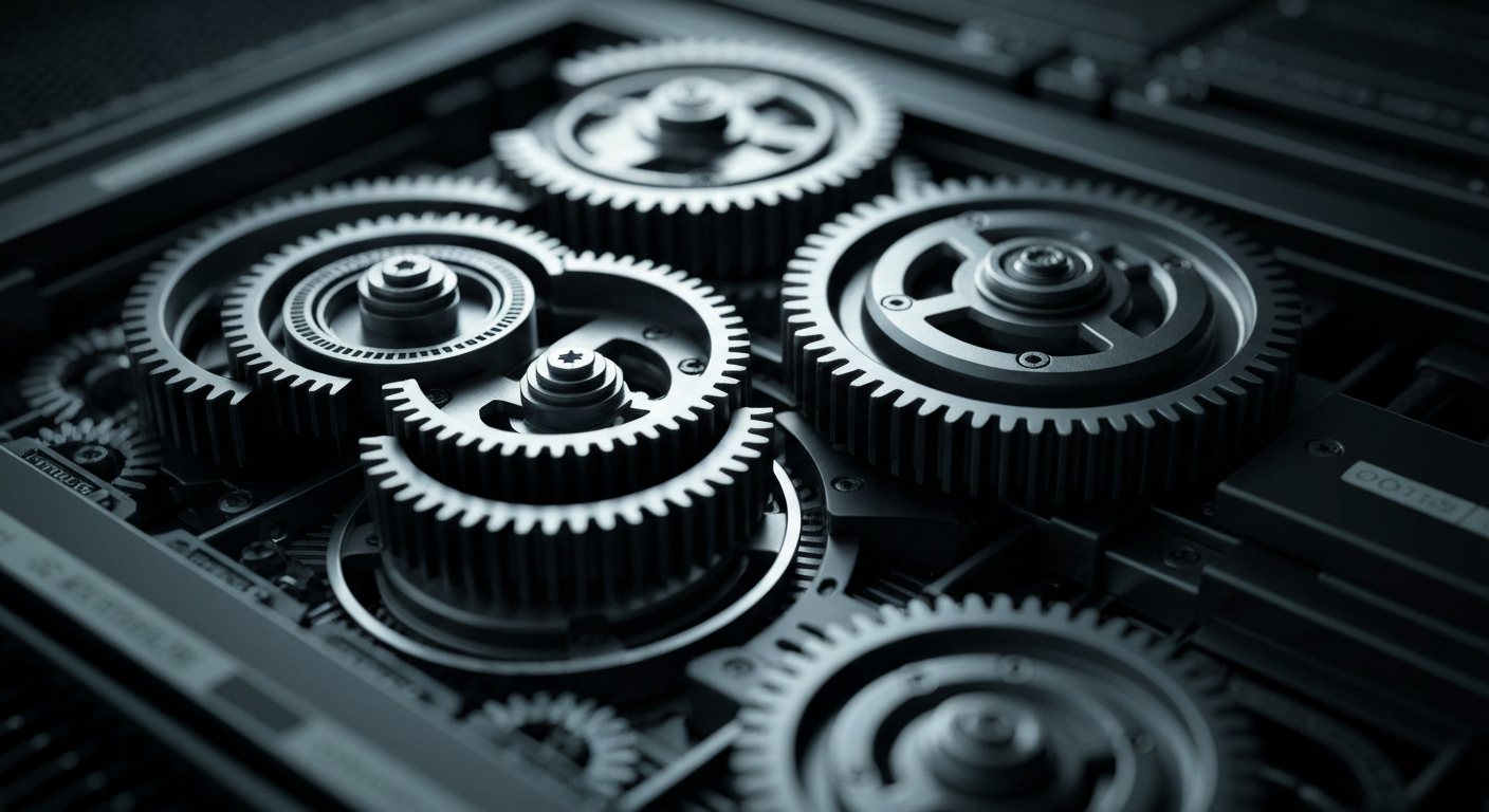 An extreme close-up of the inner workings of a high-performance computer server, with a maze of circuit boards, cables, and metallic components, conceptually representing the complex financial infrastructure supporting Netflix's growth.