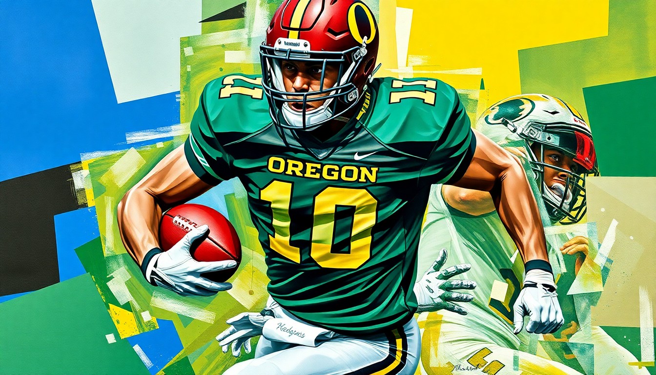 A cubist-style painting depicting a football player in motion, with their body and jersey broken down into sharp, overlapping geometric shapes and planes, conveying the dynamic and multifaceted nature of Raiola's position change.