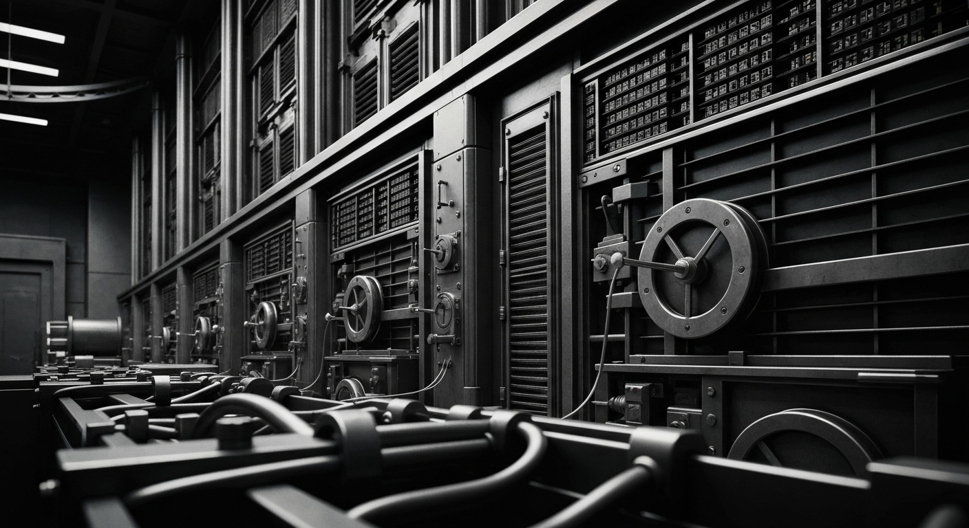A close-up, high-contrast image of intricate financial machinery and equipment, such as banking vaults or stock tickers, conveying the power and complexity of the financial industry as a conceptual metaphor for the mixed outlook on OPKO Health's prospects.