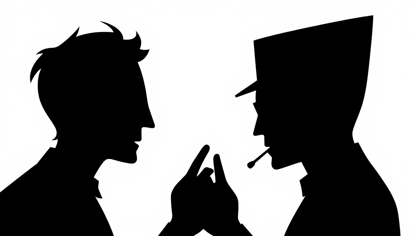 An abstract, minimalist illustration featuring stark black silhouettes and geometric shapes in dark grey, red, and white, conceptually representing the tension and competition between two television pilots vying for a spot on the CBS schedule.