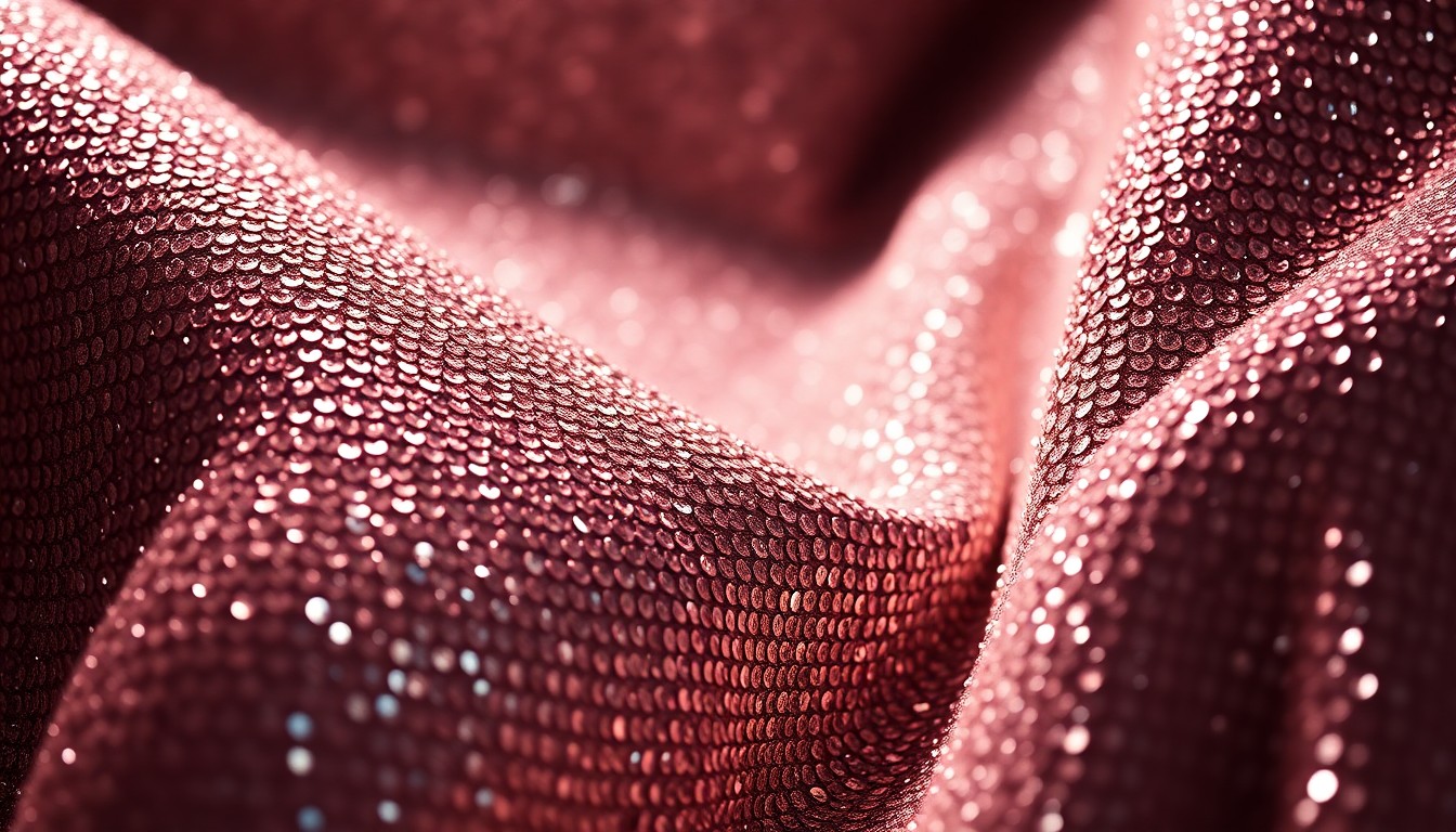 An extreme close-up of luxurious, glittering sequins and velvet textures, conceptually representing the glamour and high-fashion aesthetic of the Vogue cover story featuring Anna Wintour and Meryl Streep.