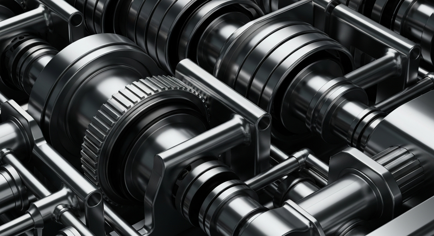 An extreme close-up of intricately engineered banking mechanisms and machinery, conveying the secure, industrial nature of financial infrastructure.