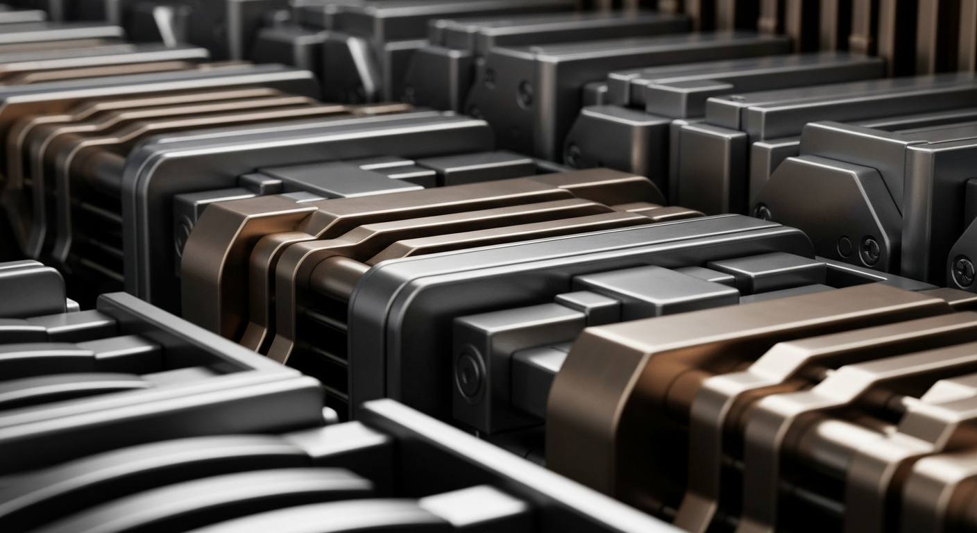 An extreme close-up of heavy, metallic banking equipment and infrastructure, representing the institutional nature of municipal bond investing without using literal currency or financial charts.