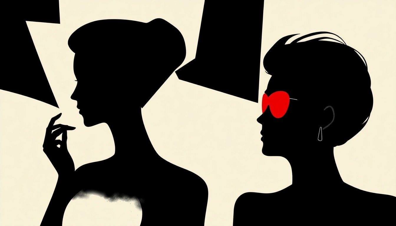 An abstract, minimalist illustration featuring sharp, jagged geometric shapes in bold red and black, conceptually representing the conflicting forces within Ashley Barrett's character in The Boys.