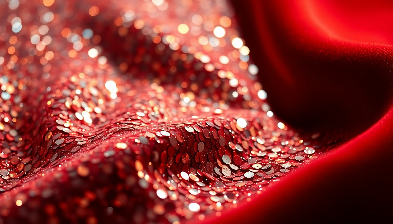 An extreme close-up of shimmering, glittering sequins and shattered glass fragments, creating a high-contrast, high-fashion aesthetic that conceptually represents the vibrant personalities and enduring appeal of the Looney Tunes characters Porky Pig and Daffy Duck.