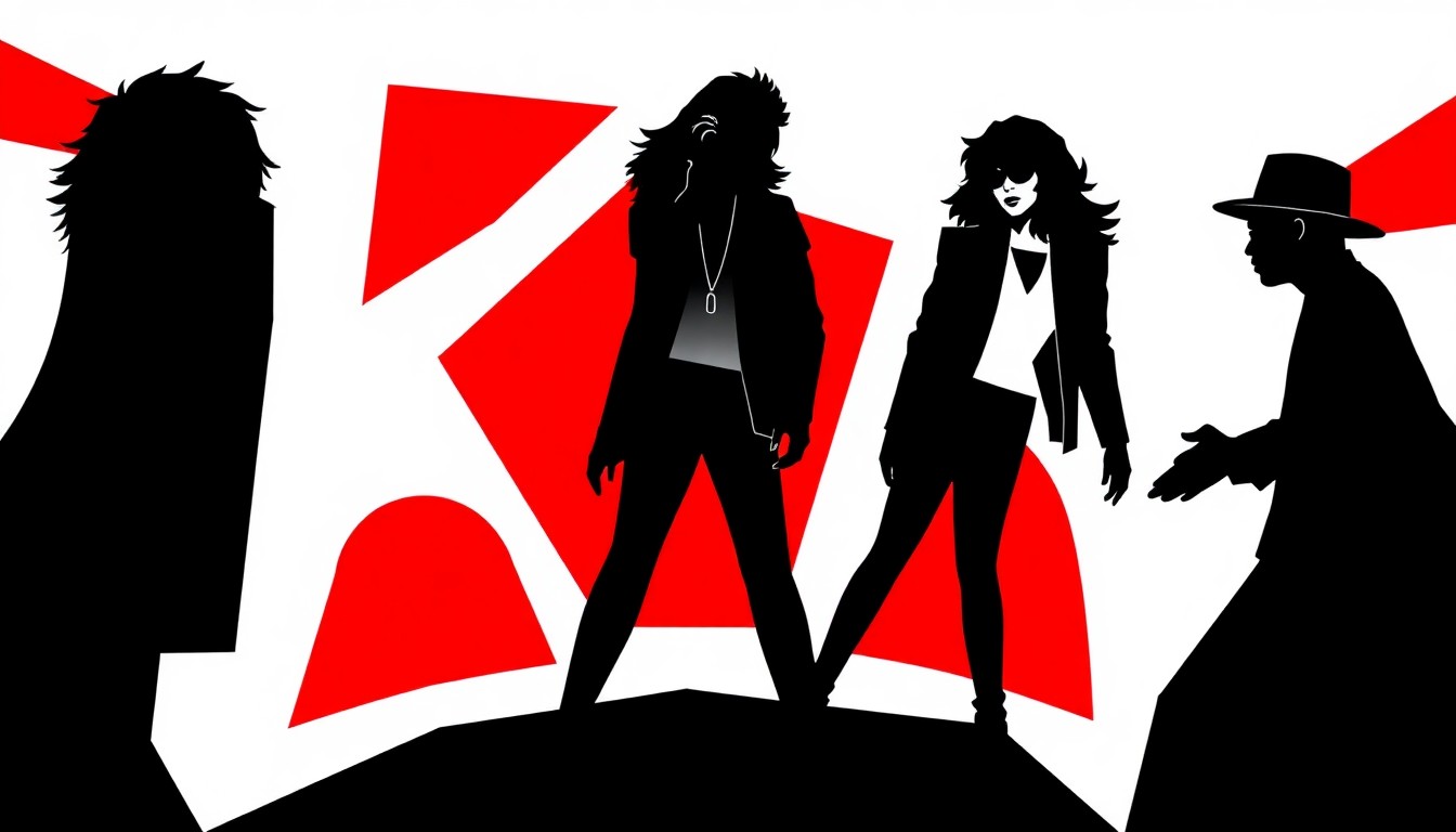 A bold, abstract composition of jagged, geometric shapes in striking red and white, conceptually representing the fusion of musical genres in Blondie's 'Rapture.'