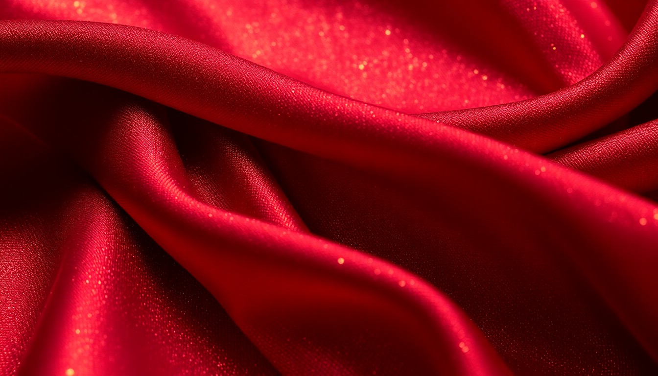 An abstract, high-contrast close-up photograph of a luxurious, shimmering fabric texture in deep, rich colors, evoking a sense of glamour and the bittersweet emotions of loss.
