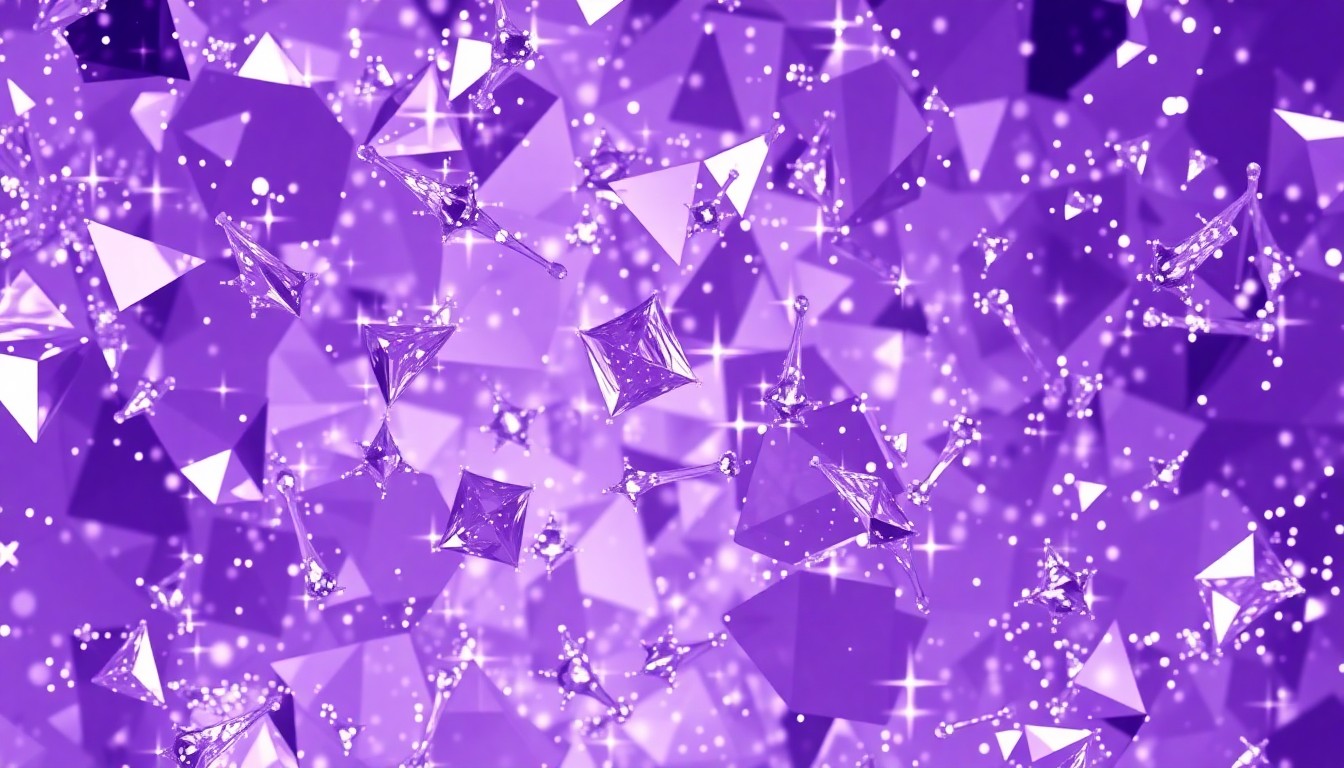 An abstract close-up photograph of a highly textured, sparkling crystal surface in shades of purple, conceptually representing the glamour and fragility of the K-pop industry.