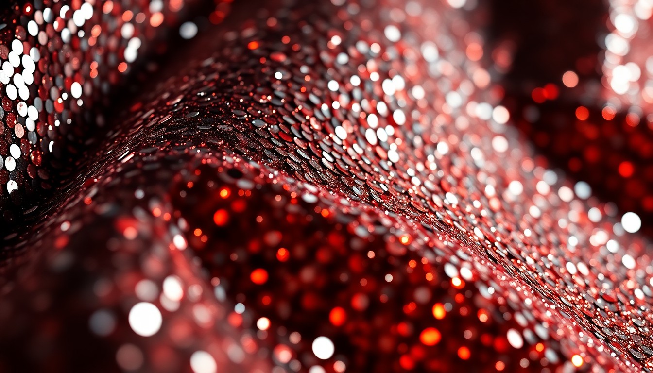 An extreme close-up of shimmering, high-contrast sequins and glittering textures, conceptually representing the glamour and power dynamics of the fashion industry.