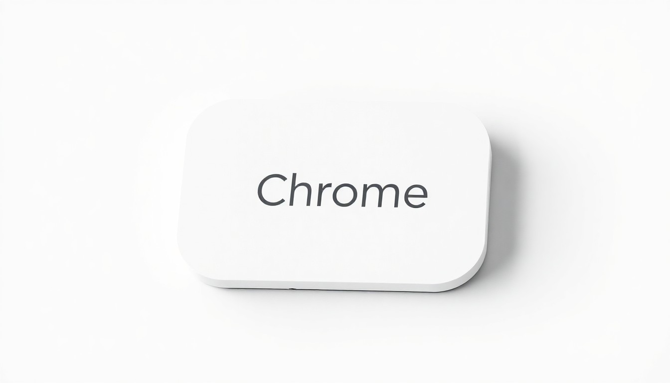 An extreme close-up of a sleek, minimalist Chrome Home icon device rendered in matte white and silver tones, conveying the refined industrial design aesthetic.