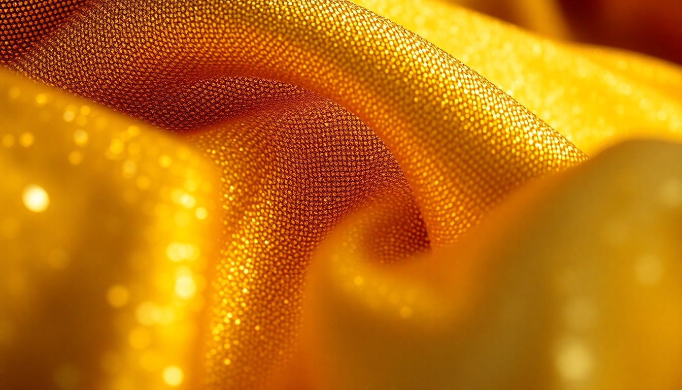 An extreme close-up of shimmering gold fabric and glittering crystal, conceptually representing the high-stakes world of streaming and the luxurious production values of 'The Rings of Power'.