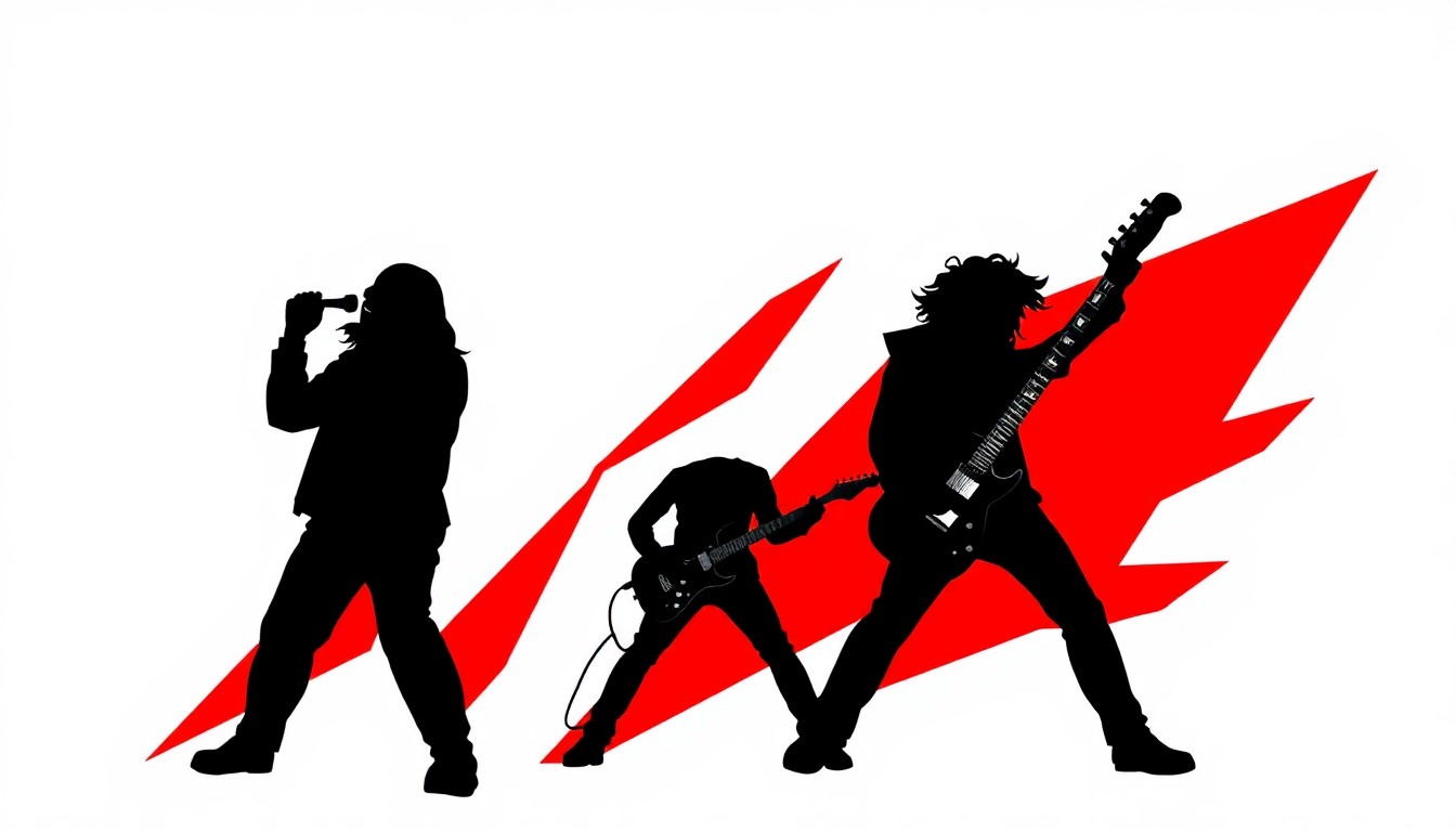 An abstract, minimalist illustration featuring bold, jagged shapes in high-contrast colors like red and black, conveying the raw, unfiltered energy of the metal genre.