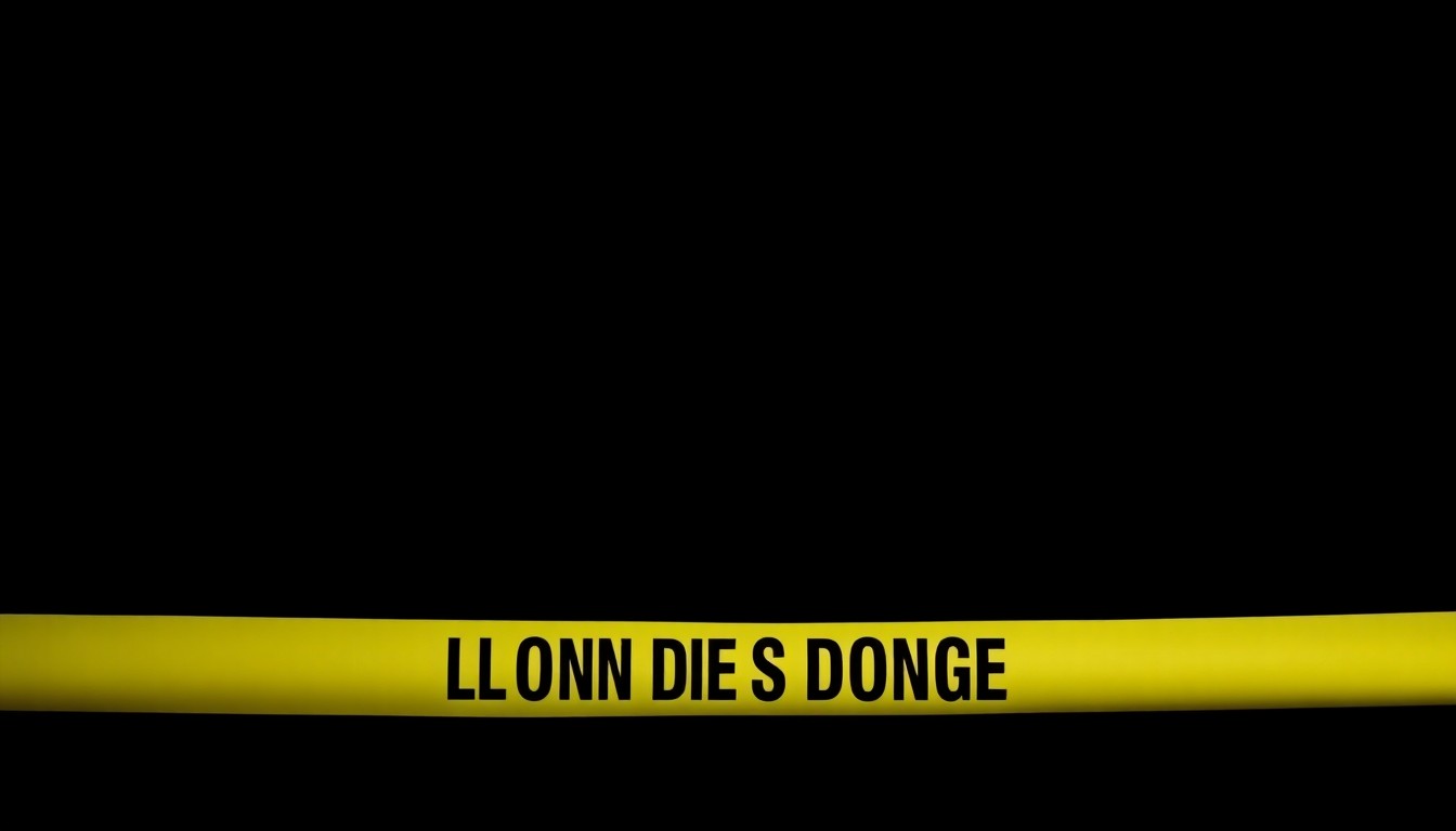 An extreme close-up of a police evidence marker or crime scene tape, dramatically lit by a harsh flash against a pitch-black background, conceptually representing the intense investigation into the Nancy Guthrie disappearance case.