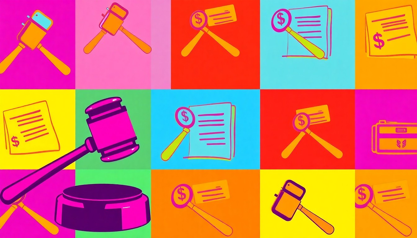 A brightly colored, high-contrast silkscreen print of a single, iconic legal document icon repeated in a tight grid pattern, conceptually representing the importance of comprehensive estate planning.