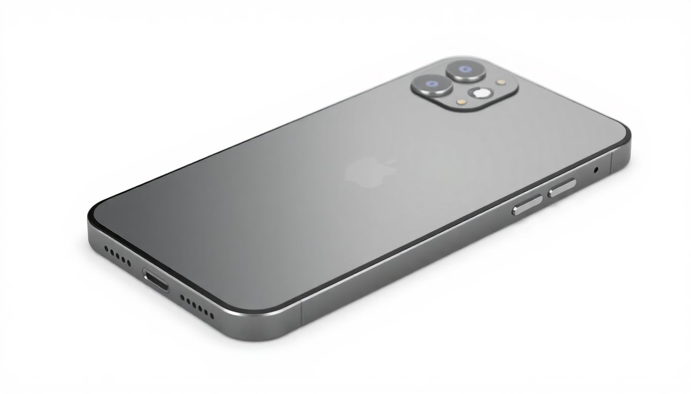 An extreme close-up of a sleek, minimalist titanium iPhone 16 Pro Max device with a smooth, matte finish and subtle metallic accents, conceptually illustrating Apple's commitment to industrial design excellence.